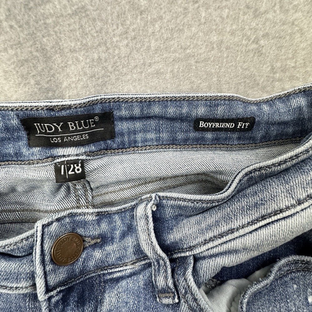 Judy Blue Jeans Womens 7/28 Boyfriend Fit Distressed Ripped Stretch JB82169LT - Picture 11 of 12